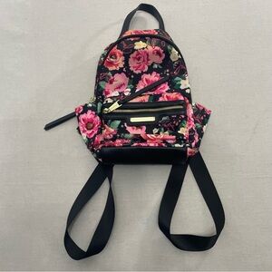 JUICY COUTURE Black Multi Rose Rosie Floral Pink Mini Backpack Adjustable Strap